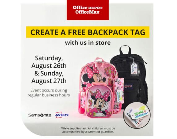 Backpack Tag at Office Depot & OfficeMax for Free