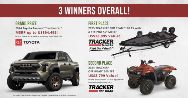 Toyota Truck, Boat, or ATV – Enter to Win Your Dream Ride!