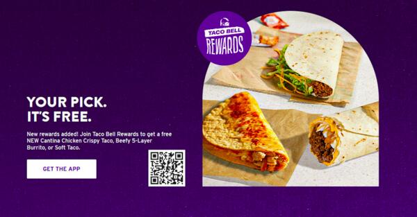 Get a FREE item of your choice at Taco bell!