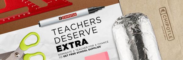 Free School Supplies For K-12 Teachers by Chipotle