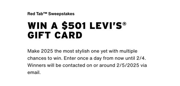 Red Tab Rewards Await: Enter LEVI'S Sweepstakes Today!