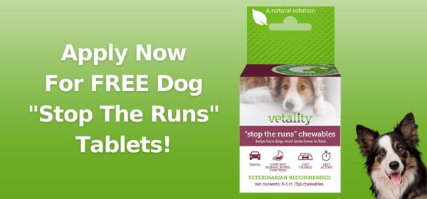 FREE Stop The Runs Anti Diarrhea Chewable Tablets For Dogs!