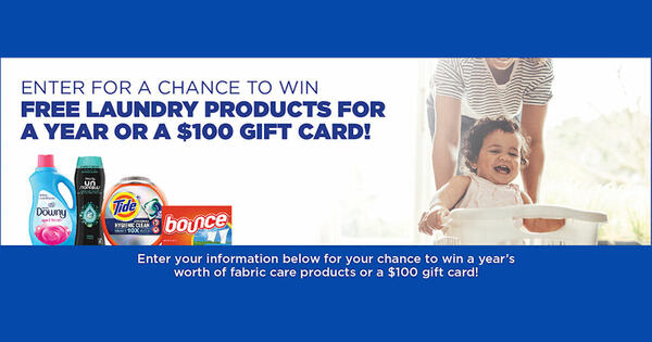 Sweepstake: Win Laundry Products for a Year or a $100 Gift Card
