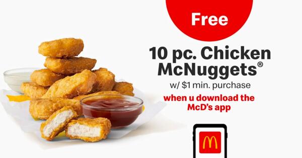 Why Wait? Free 10 pc. Chicken McNuggets Are Calling!