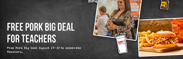 Teacher Appreciation: Free Pork Big Deal at Sonny’s BBQ!