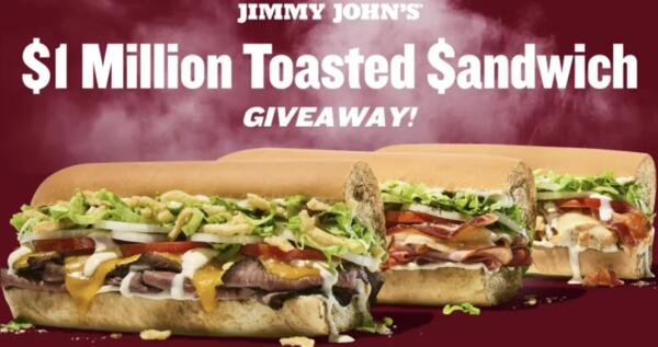 Bite into a Million: Enter the Free $1 Million Toasted Sandwich Giveaway at Jimmy John's!