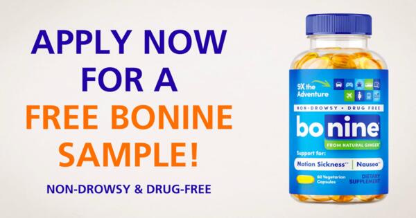 Claim your FREE Bonine Ginger Root Extract Liquid Capsules 